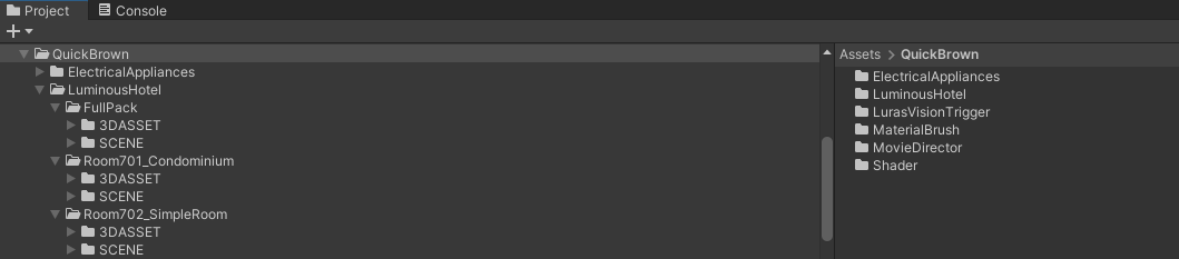 Project ウィンドウからシーンを開く例